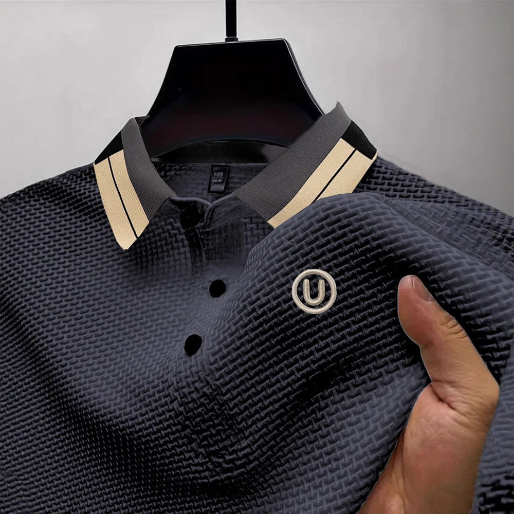 High-end Mesh Ice Silk Short Sleeve Solid Color U Printing