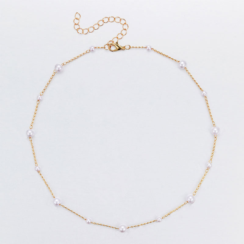 Vintage Pearl Clavicle Chain Female Simple