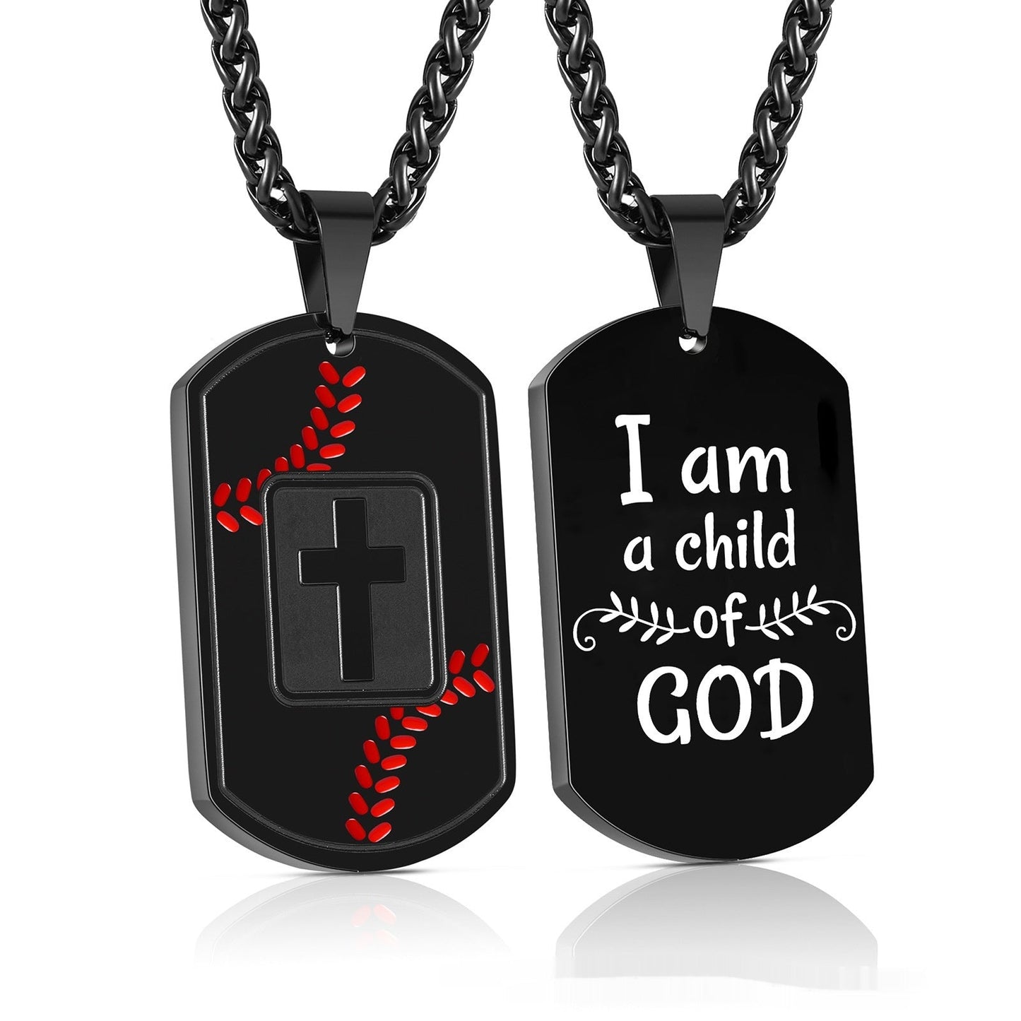 Baseball Pendant Cross Scripture European And American Sports Style Stainless Steel Army-style Necklace