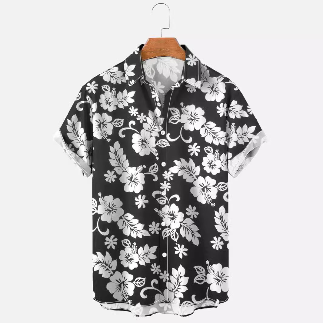 Summer Flower Pattern Seaside Men's Clothing Print Shirt