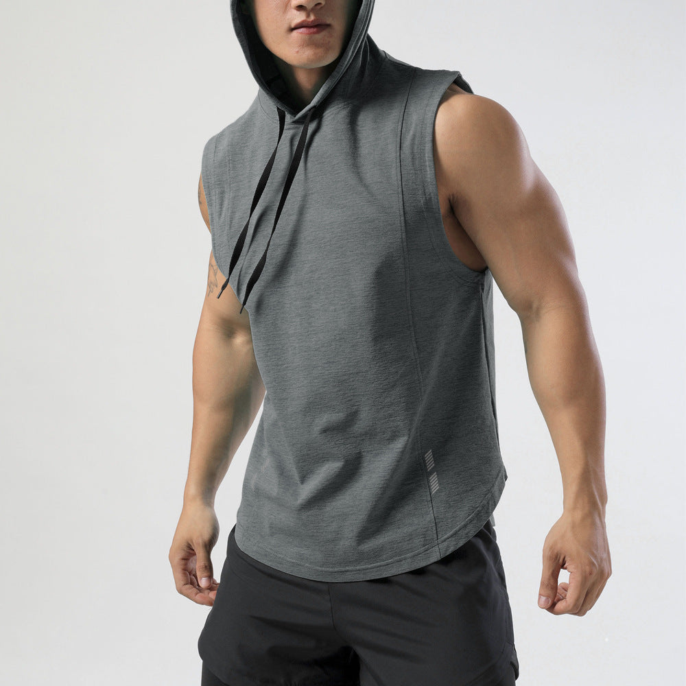 Adult Hooded Sleeveless T-shirt Men's Sports Casual Quick-drying
