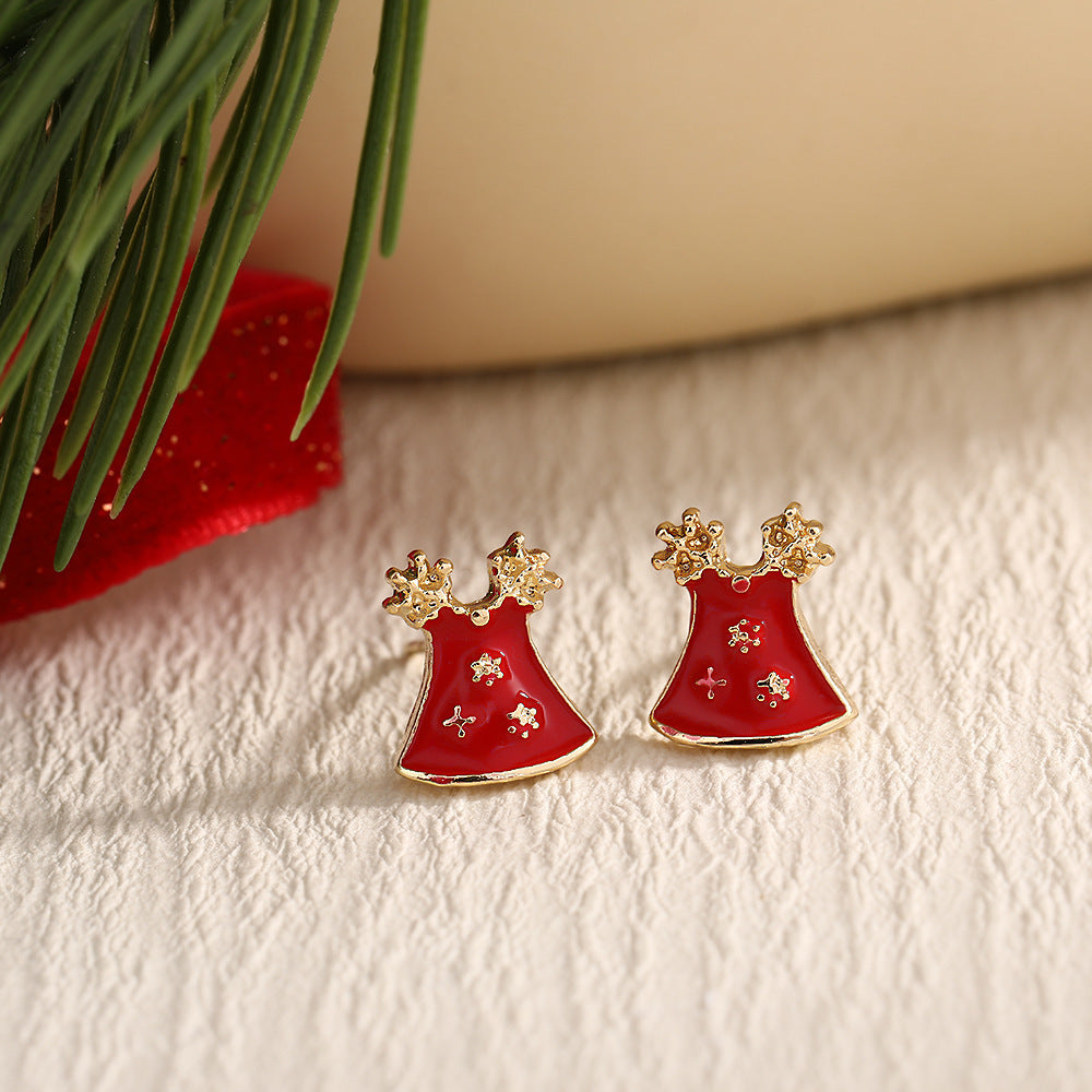 Christmas Fashion Elk Christmas Tree Snowflake Diamond Personalized Three-dimensional Cartoon Earrings