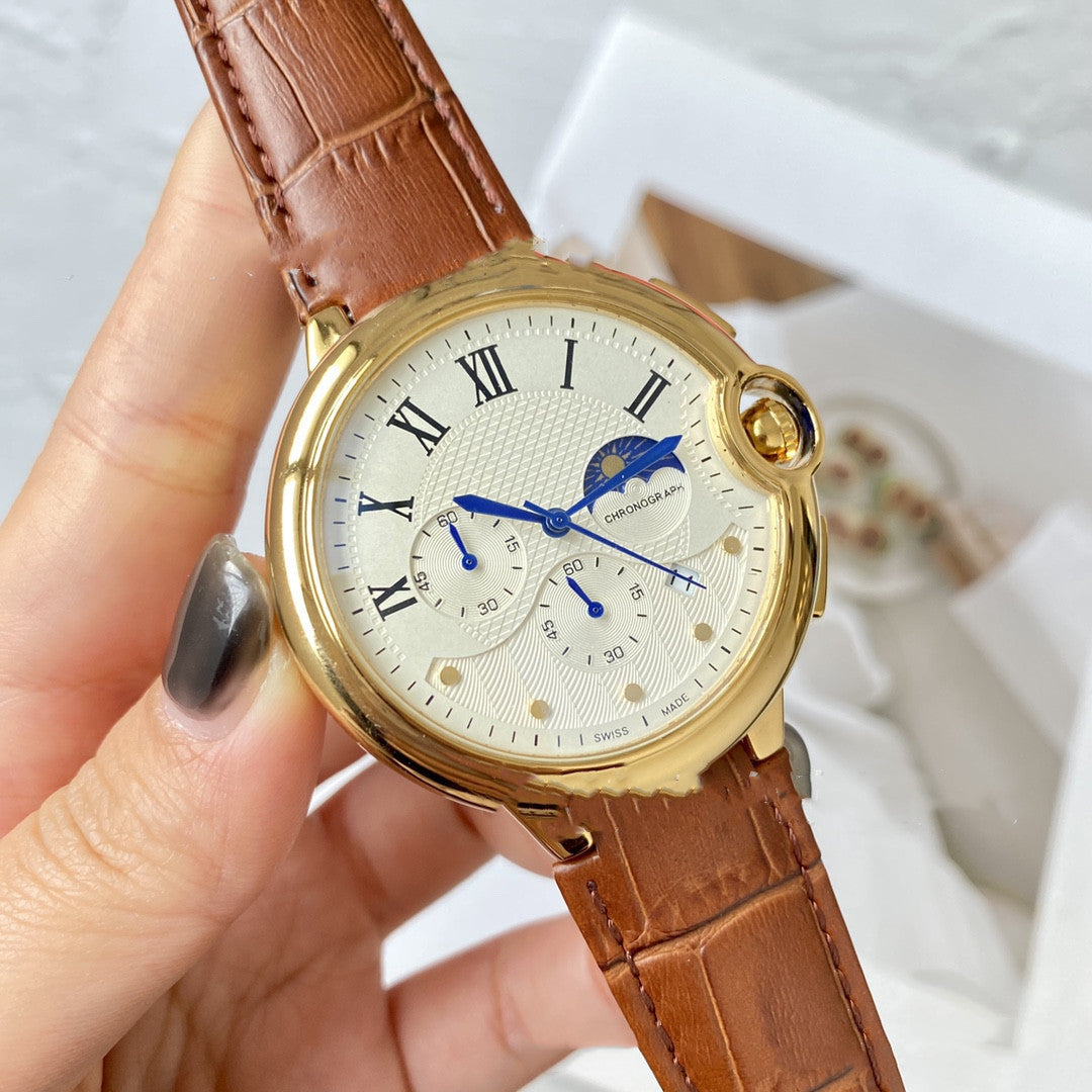 Fashion Casual Card Three-pin With Calendar Business Quartz Watch