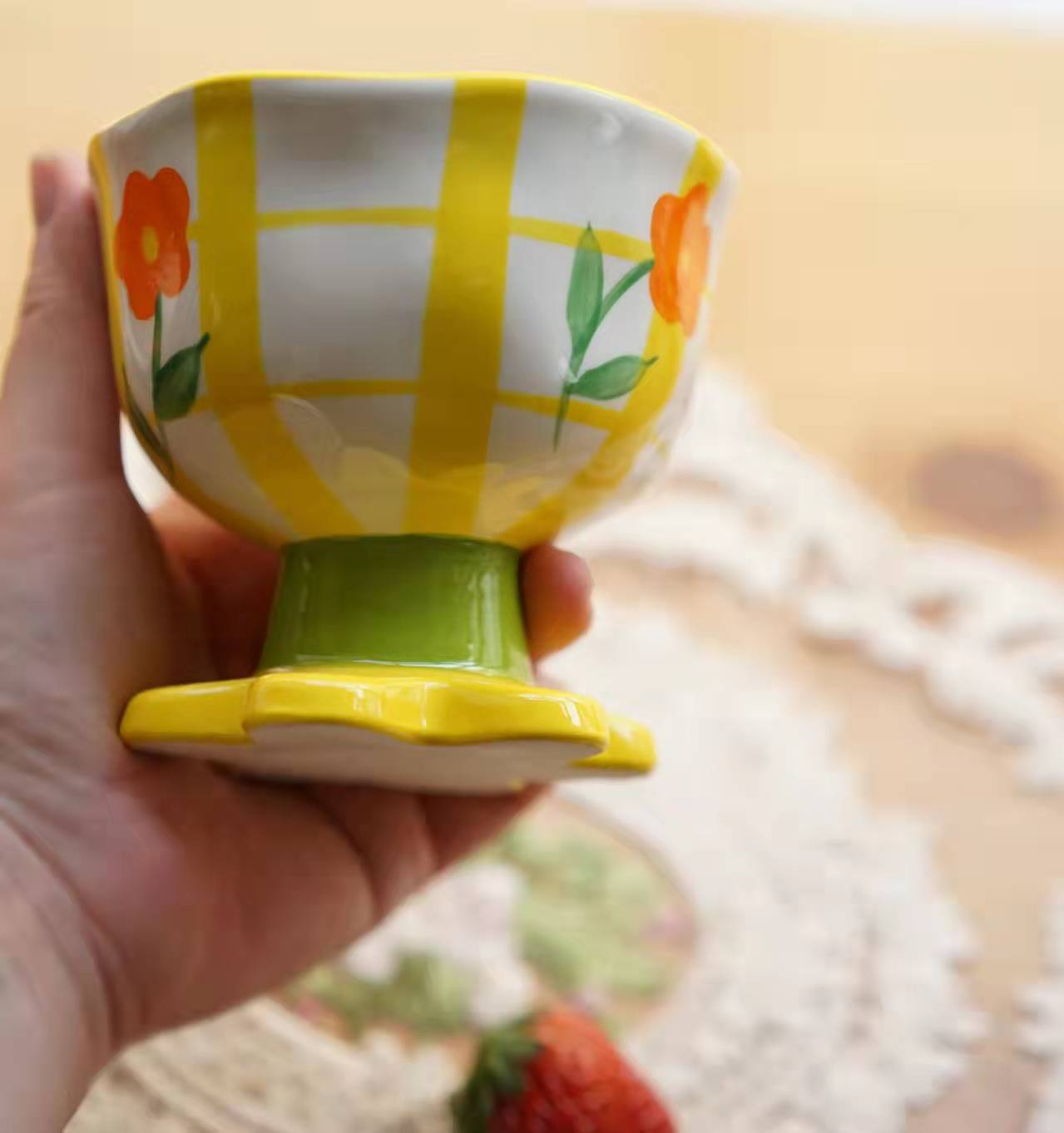 Original Korean Flower Ceramic Goblet