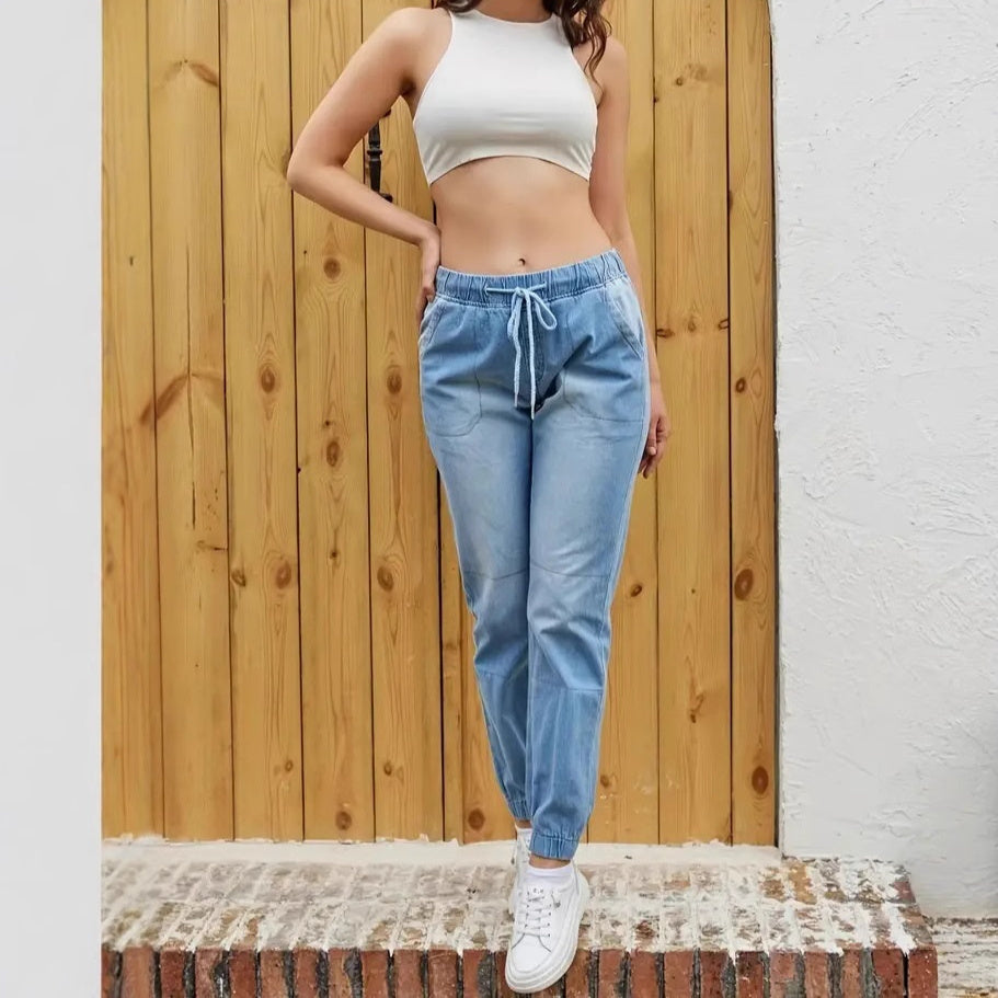 Elastic Waistband Jeans For Women