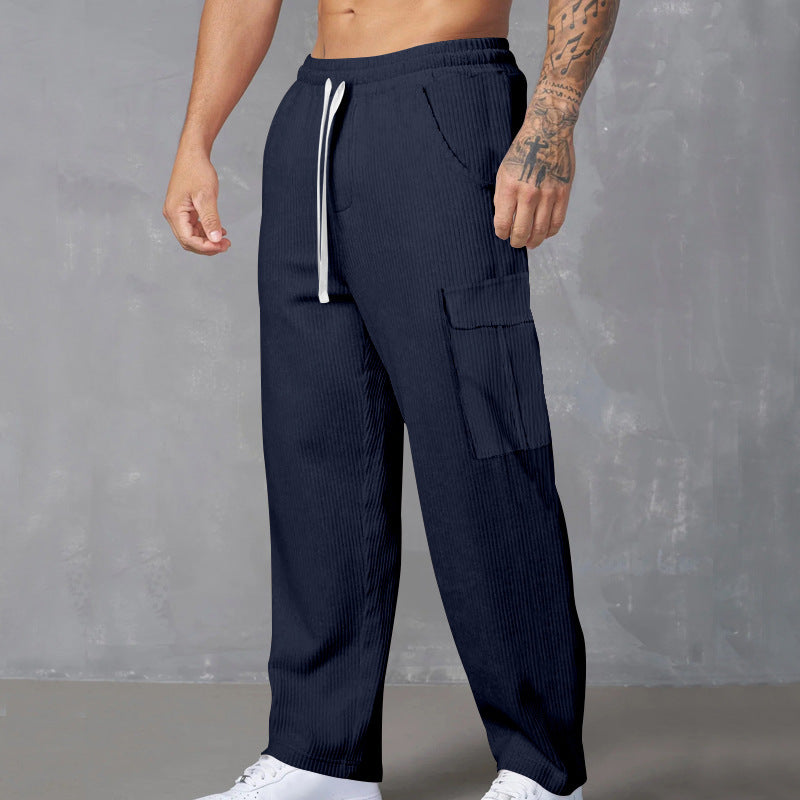 Autumn Retro Leisure Cargo Men's Versatile Loose-fitting Wide-leg Trousers