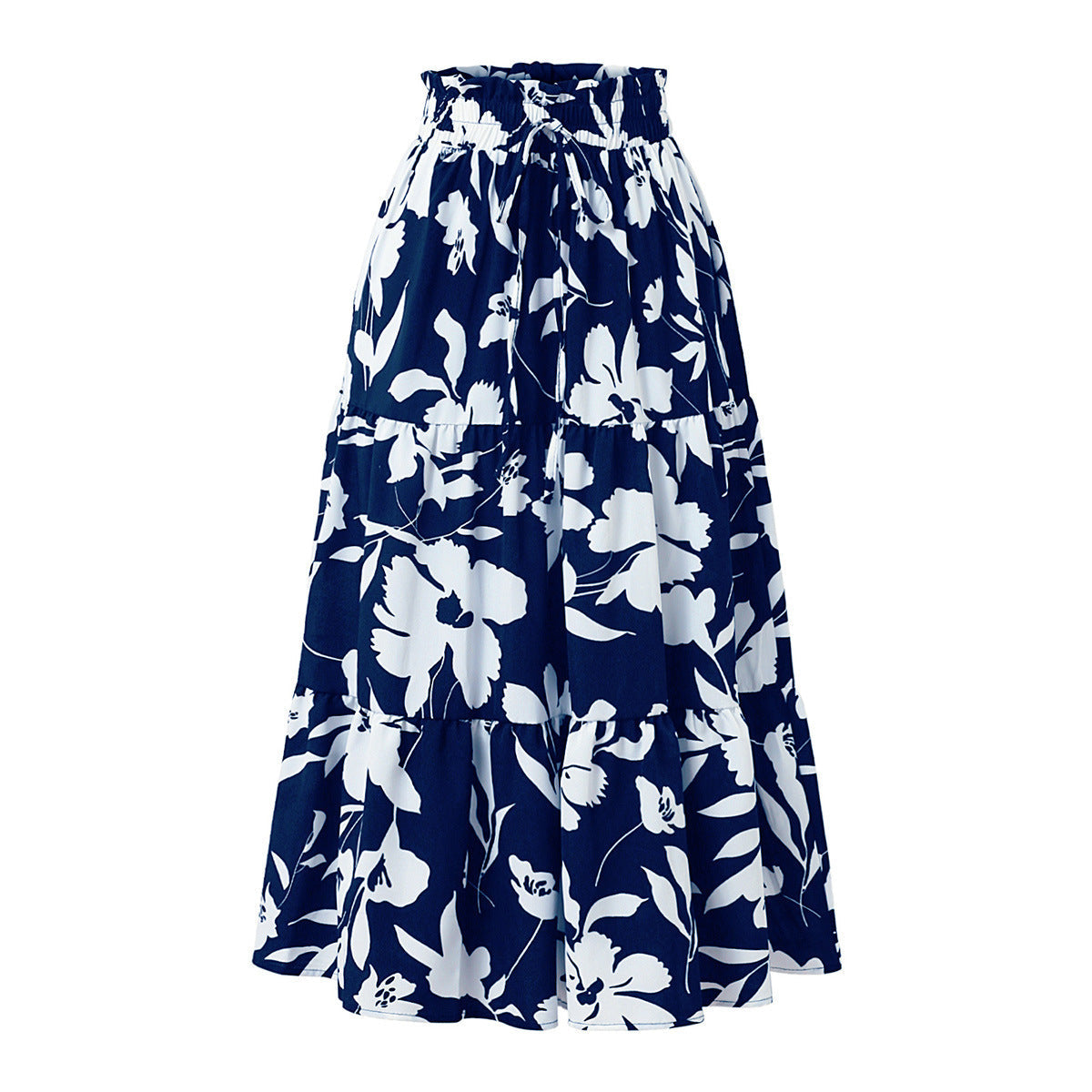European And American Printed A- Line Skirt Pleated Skirt Women