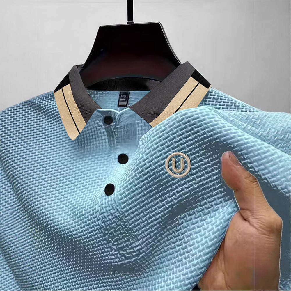 High-end Mesh Ice Silk Short Sleeve Solid Color U Printing