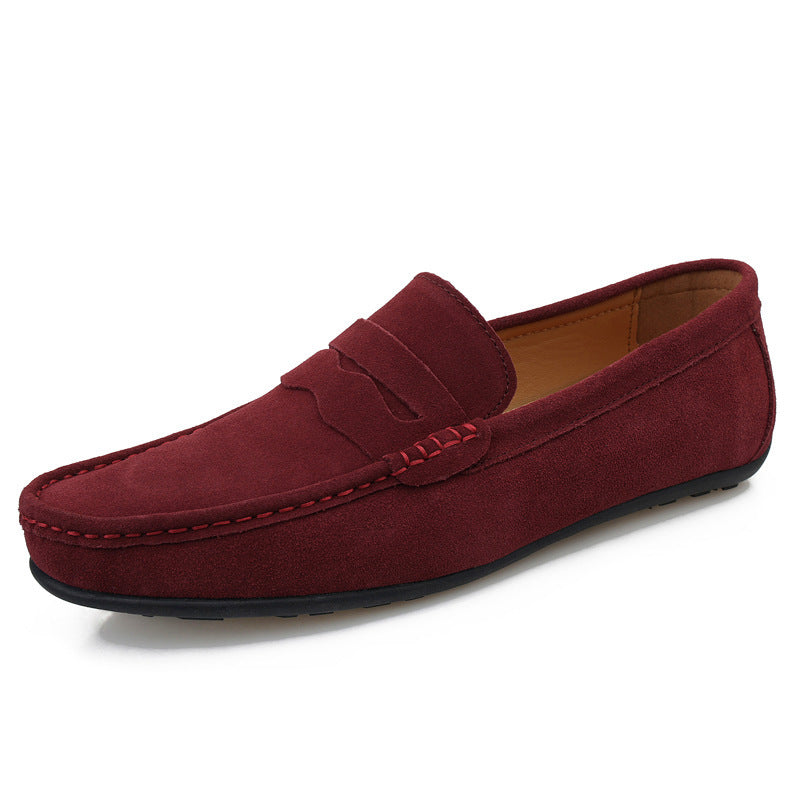 Men's Solid Color Suede British Flat Casual Shoes