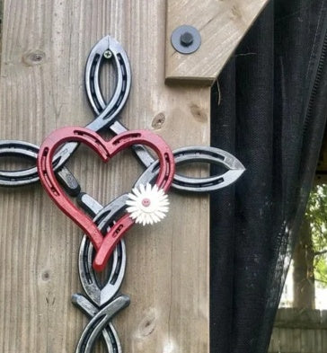 Product Metal Wall Art Horseshoe Cross Outdoor