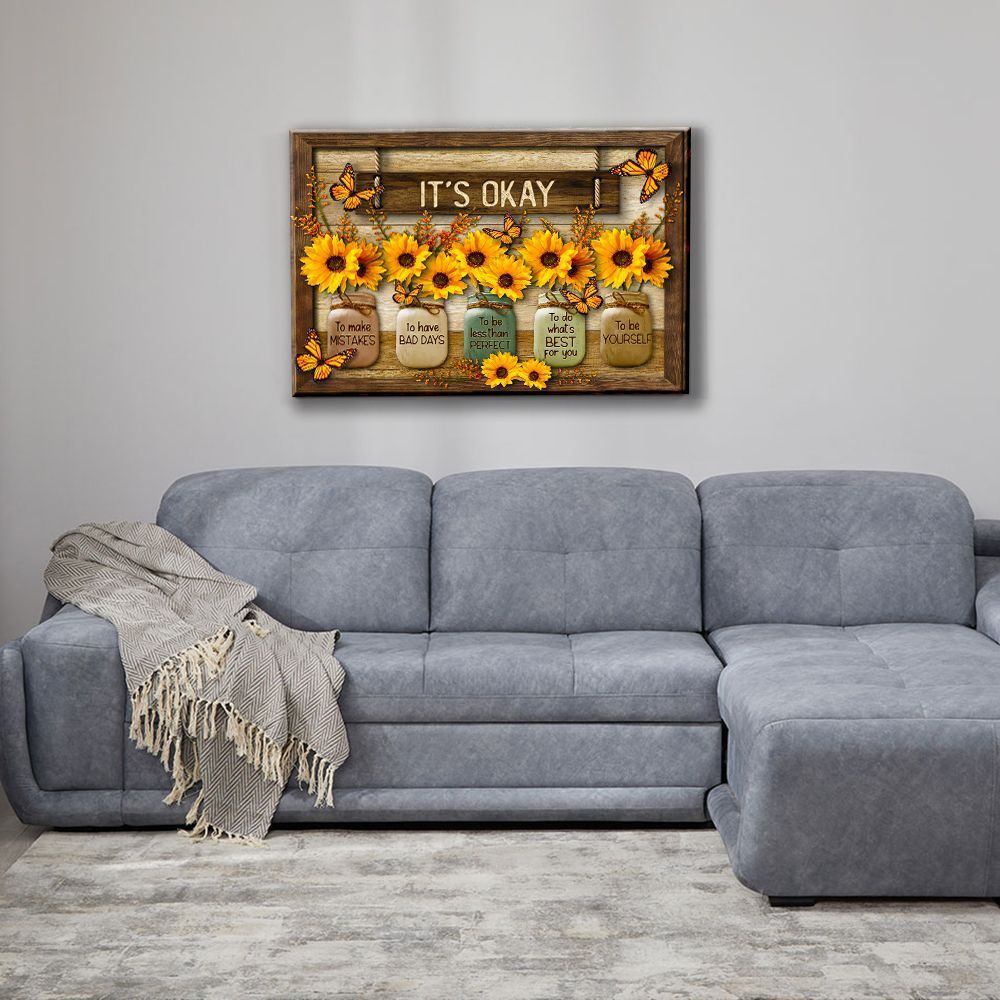 Butterfly Sunflower Hanging Painting Canvas