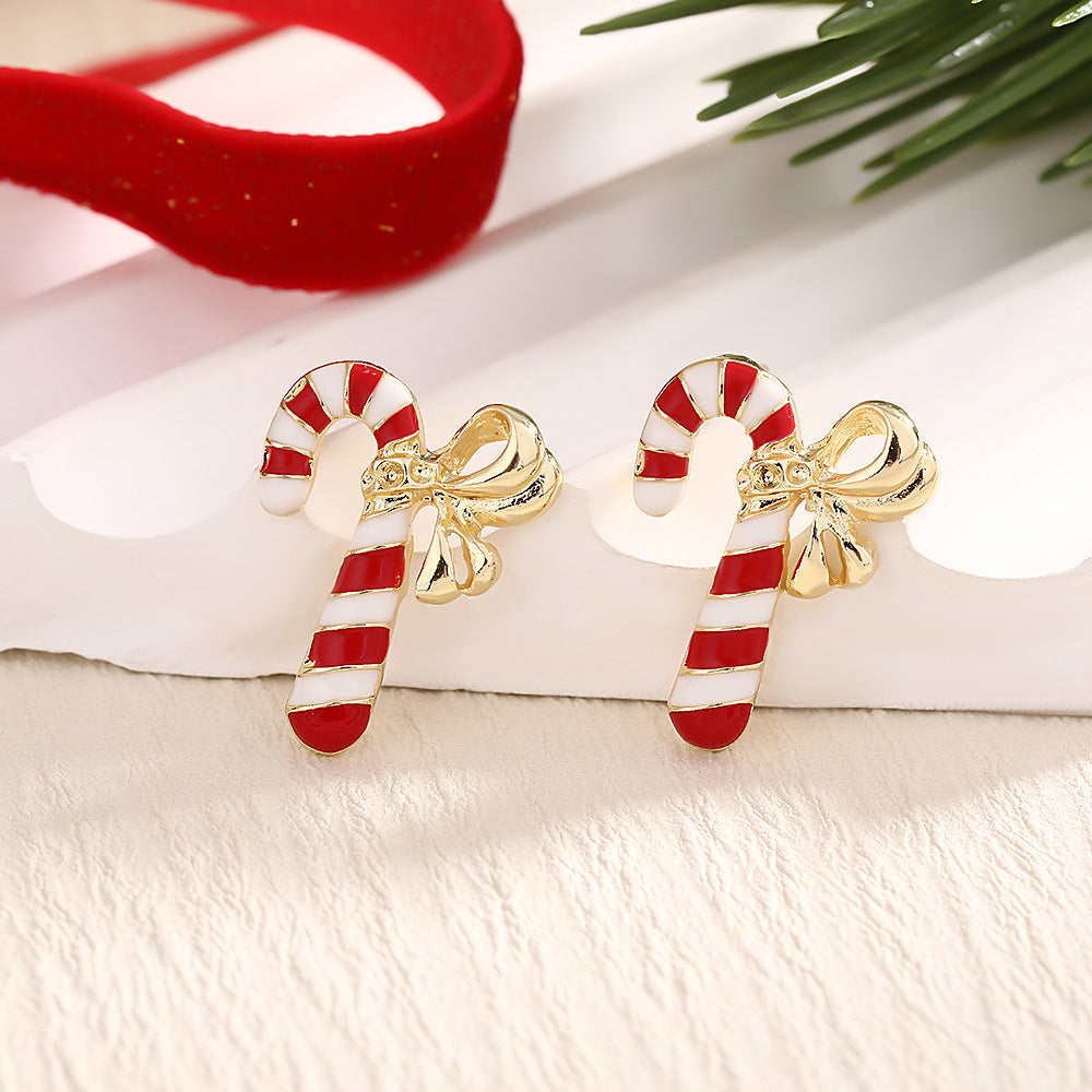 Christmas Fashion Elk Christmas Tree Snowflake Diamond Personalized Three-dimensional Cartoon Earrings