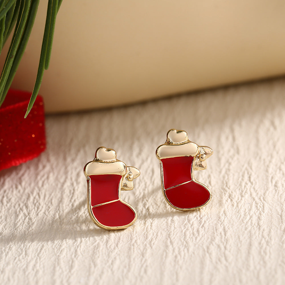 Christmas Fashion Elk Christmas Tree Snowflake Diamond Personalized Three-dimensional Cartoon Earrings