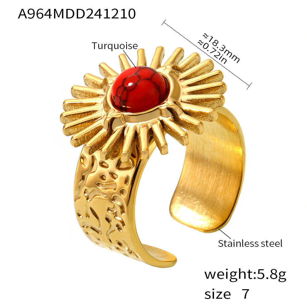 SUNFLOWER Turquoise Karst Opening Adjustable Ring