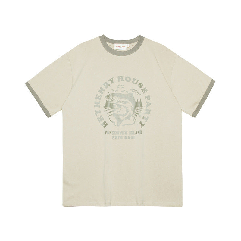 European And American Printing Color Contrast Design Retro T-shirt