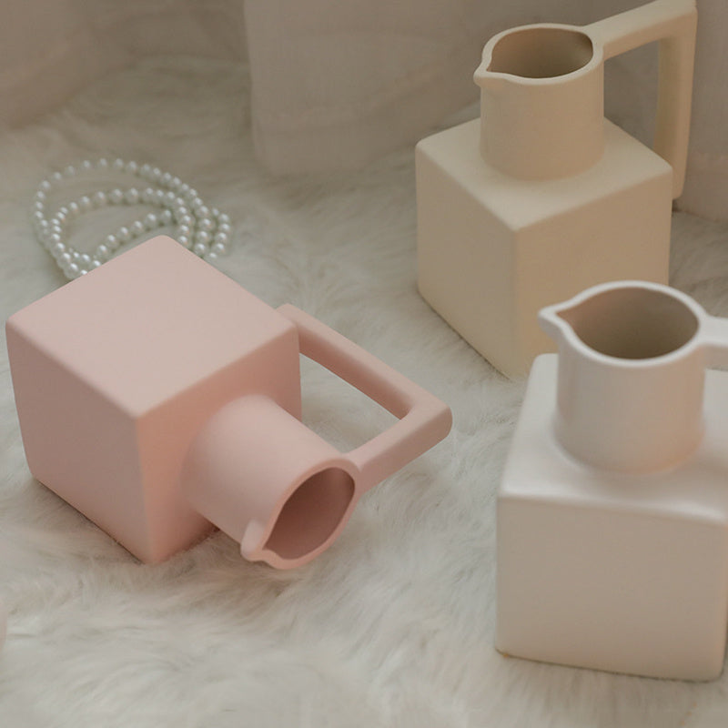 Nordic Minimalist Style Morandi Square Ceramic Vase