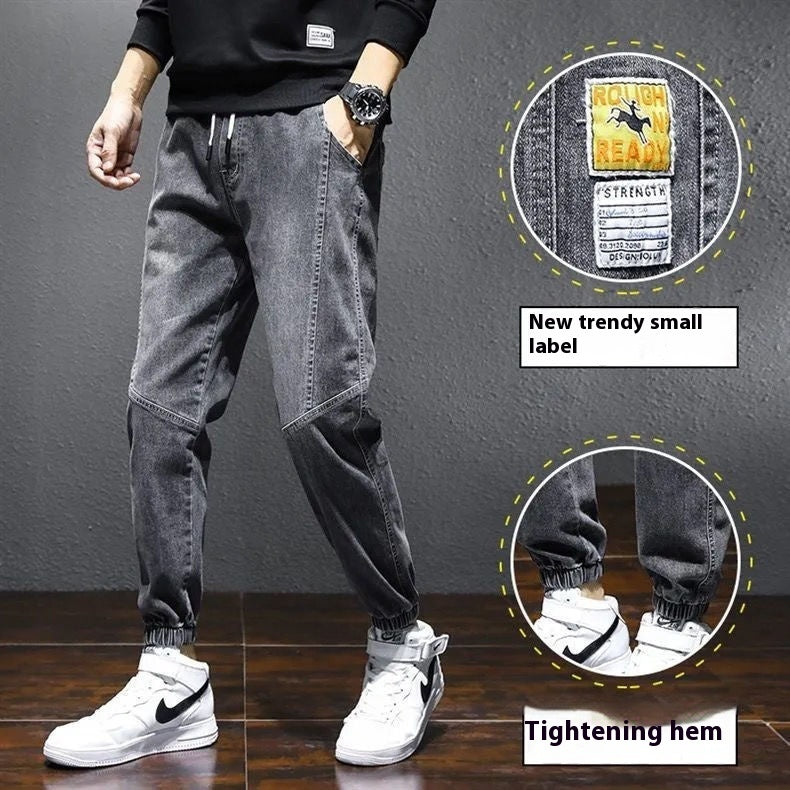 Ankle-tied Jeans Men's Loose Cargo Harlan Cropped Leisure