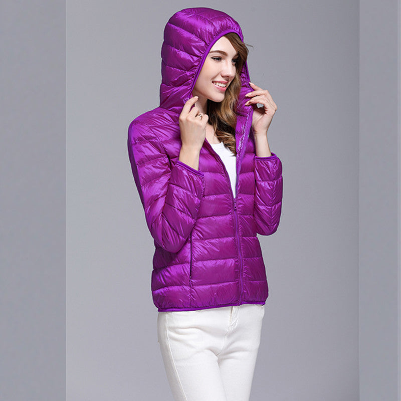 Lightweight Short Type Hooded Down Jacket
