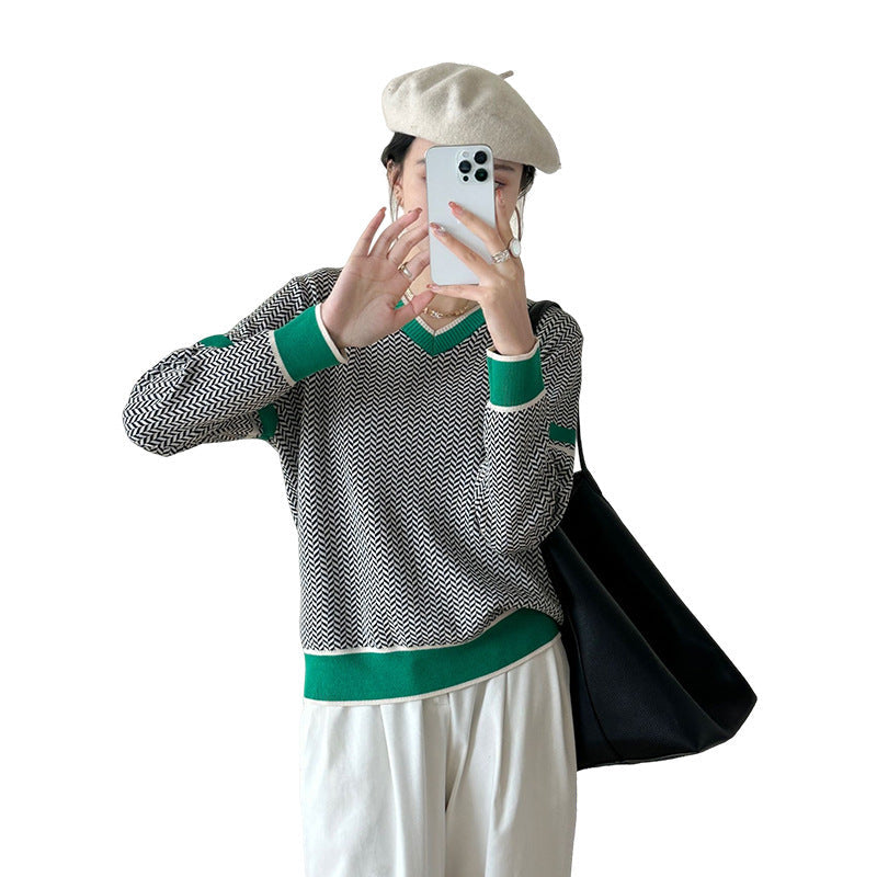 Autumn And Winter Lazy Style Sweater Women's Fashionable Retro Casual Long-sleeved Sweater With Pullover