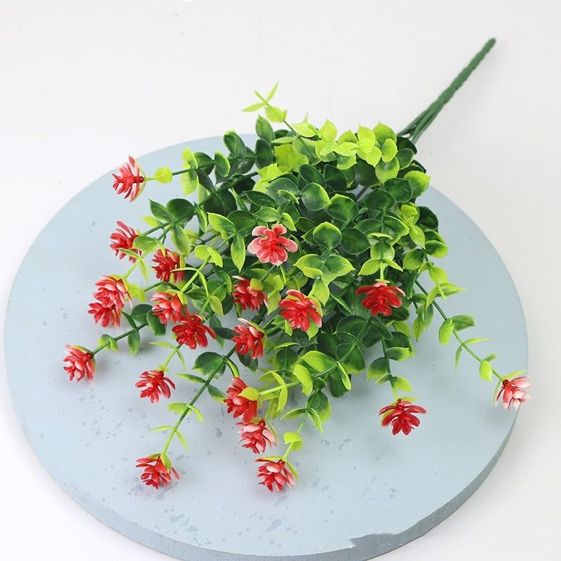 Eucalyptus Camellia Simulation Plastic Wedding Gardening Decorative Fake Flower 7 Fork 35 Head