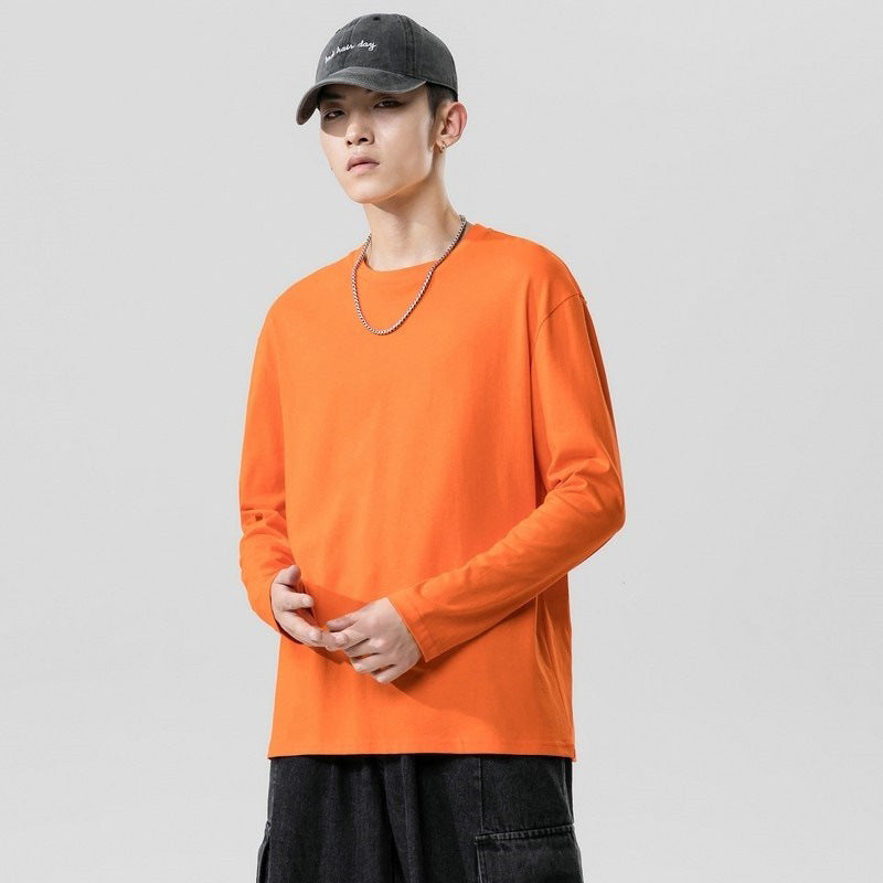 Youth Solid Color Round Neck Sports Pure Cotton Top Men