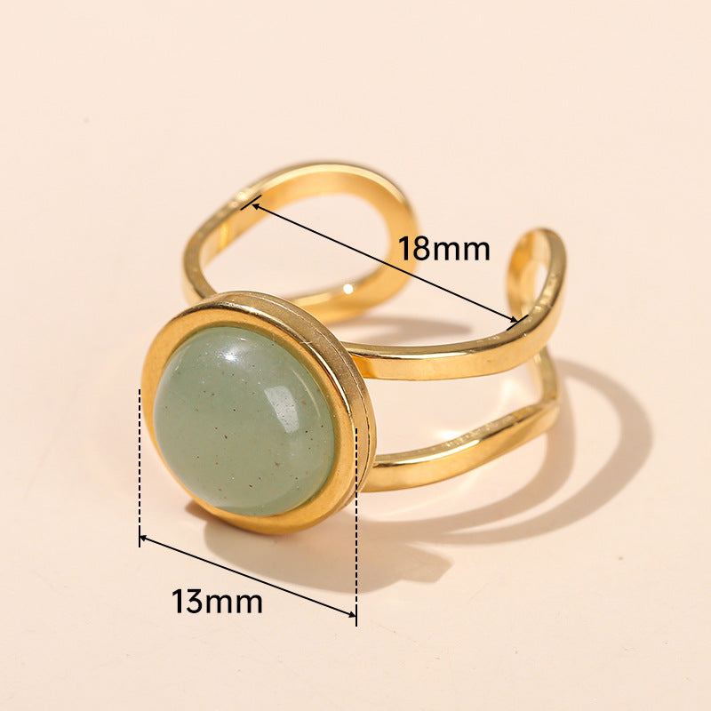 Fashion Unique Crystal Agate Round Ring