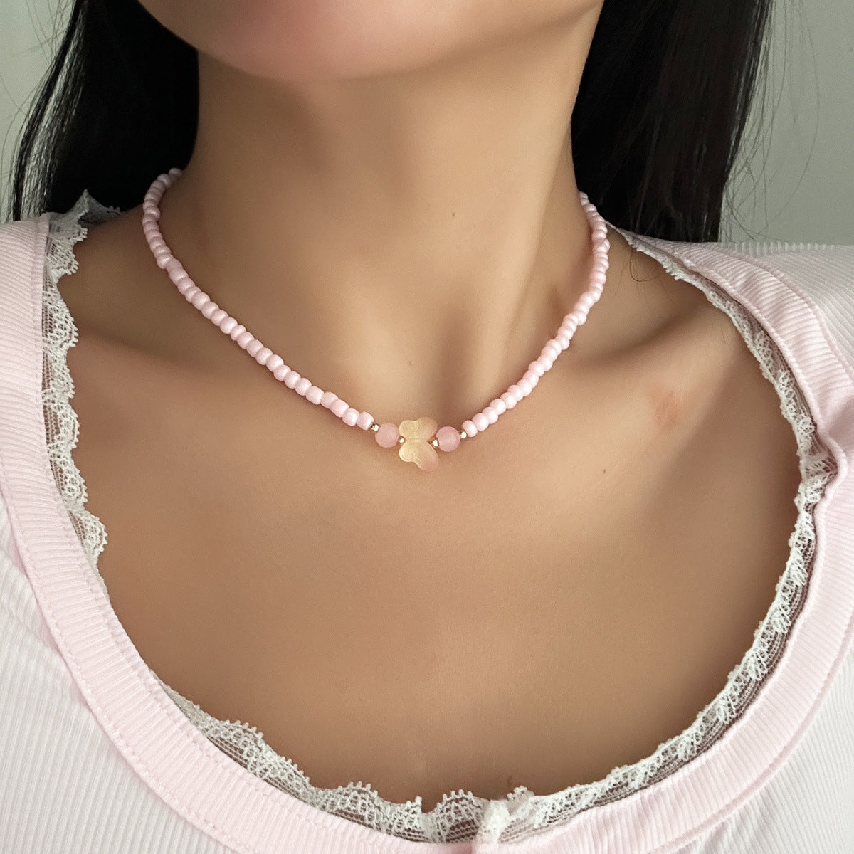 Fashion Resin Beaded Handmade Necklace Butterfly