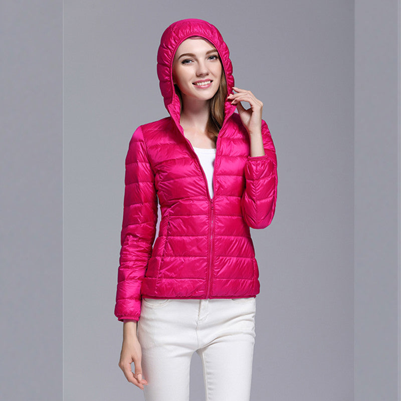 Lightweight Short Type Hooded Down Jacket