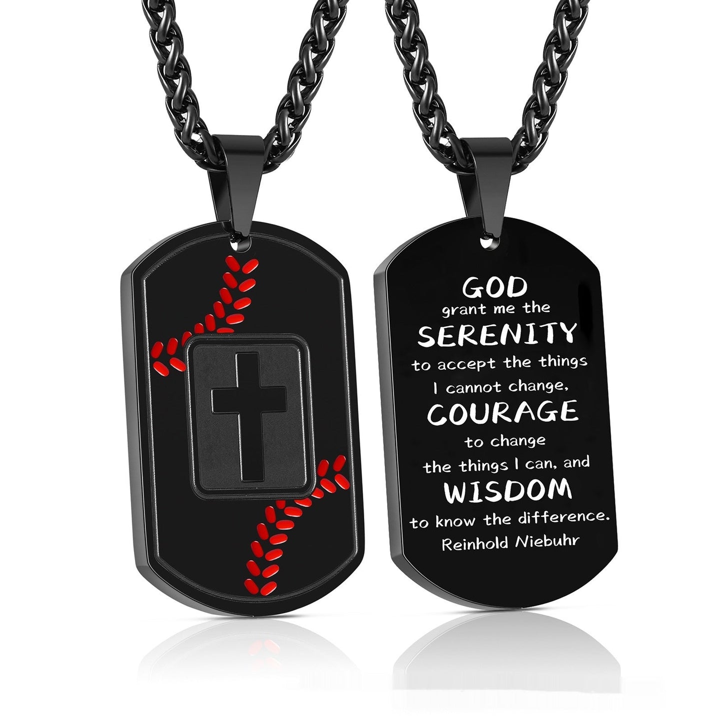 Baseball Pendant Cross Scripture European And American Sports Style Stainless Steel Army-style Necklace