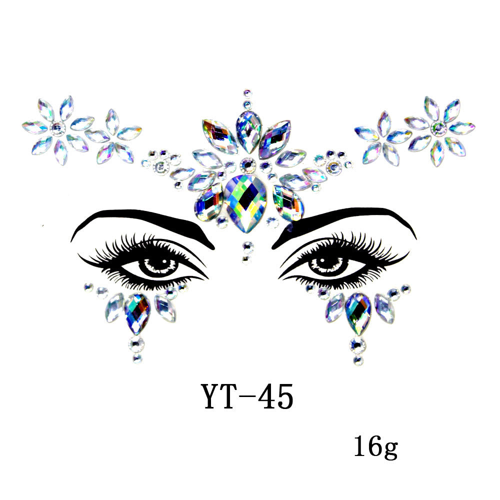 Acrylic Green Resin Diamond Face Sticker Rhinestone Face Sticker Crystal Diamond Eyebrow Sticker Diamond