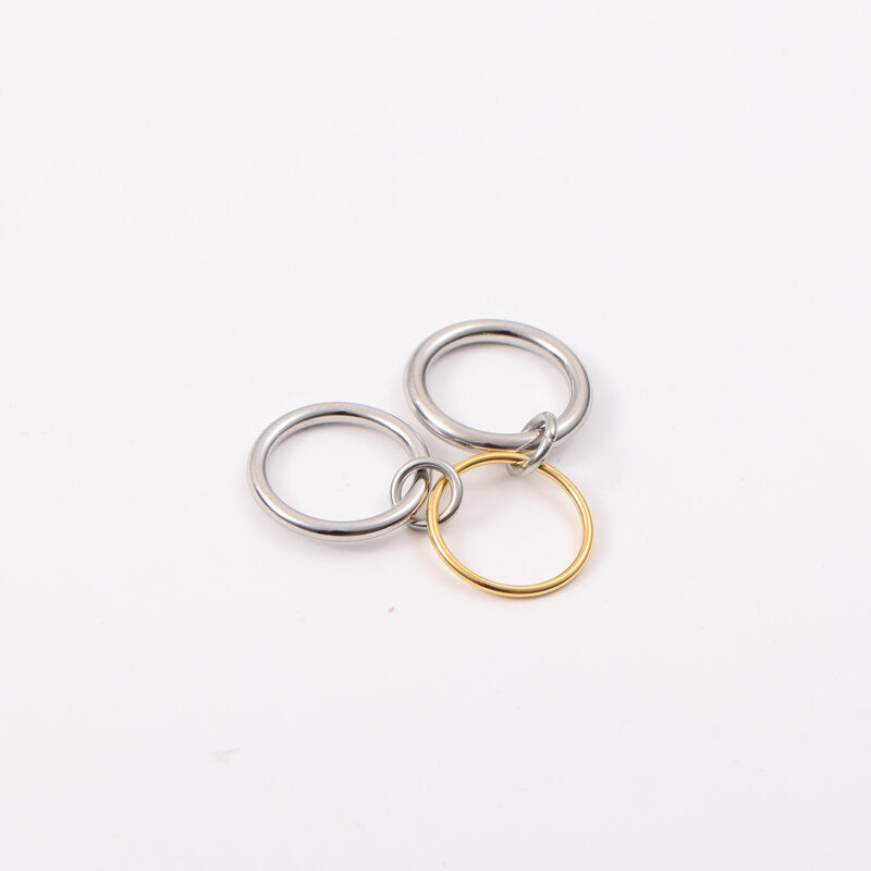 Titanium Steel Electroplated Three-ring Color Matching Ring