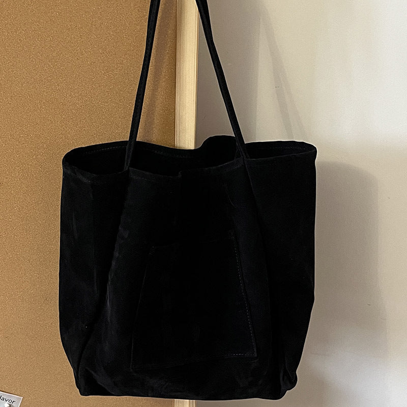 Autumn And Winter Large Capacity Suede Idle Style Shoulder Bag Versatile Handheld Shopping Bag