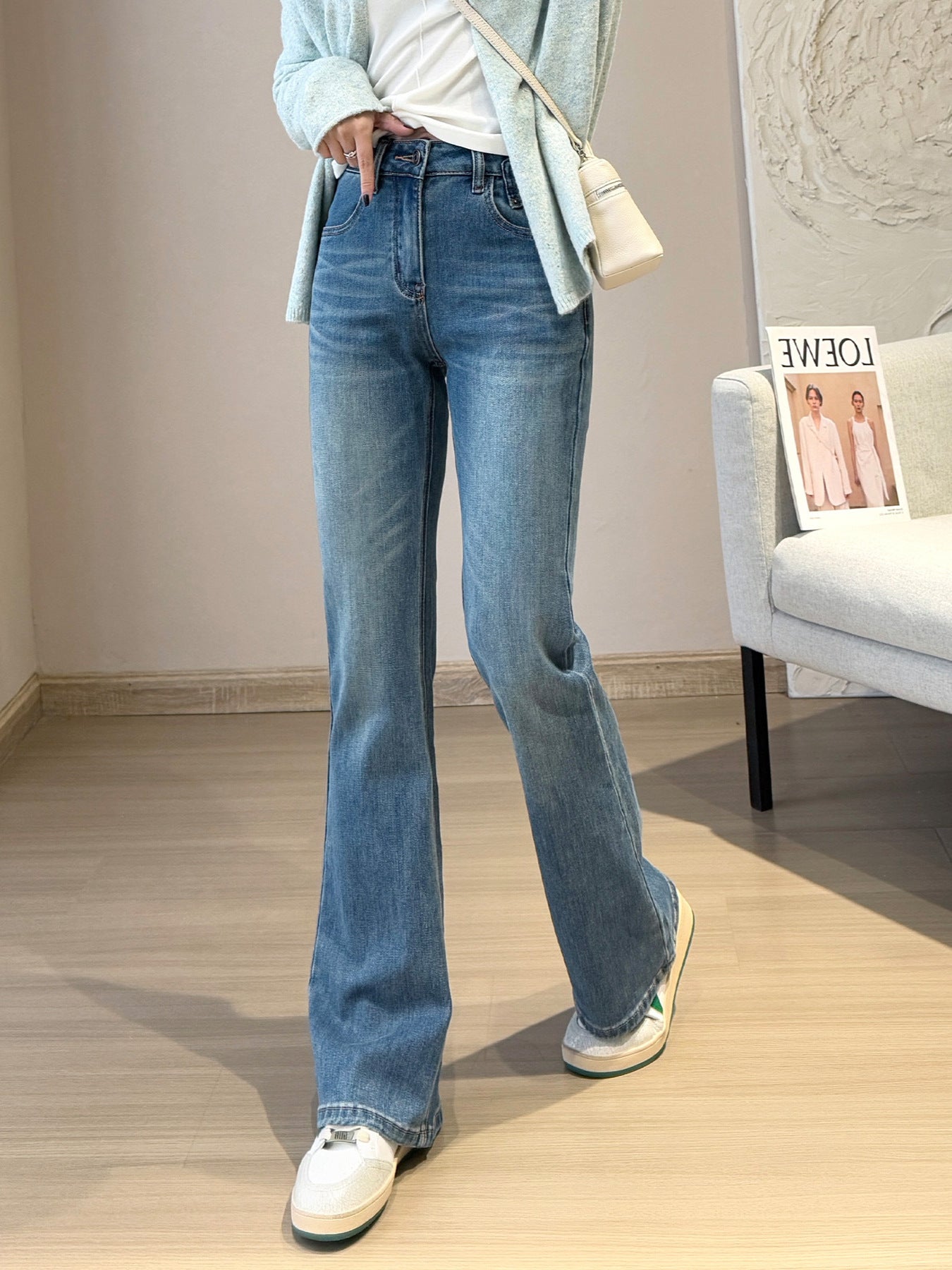 Goddess Long Legs Bootcut Trousers High Waist Slimming Slim Micro Elastic Small Horn