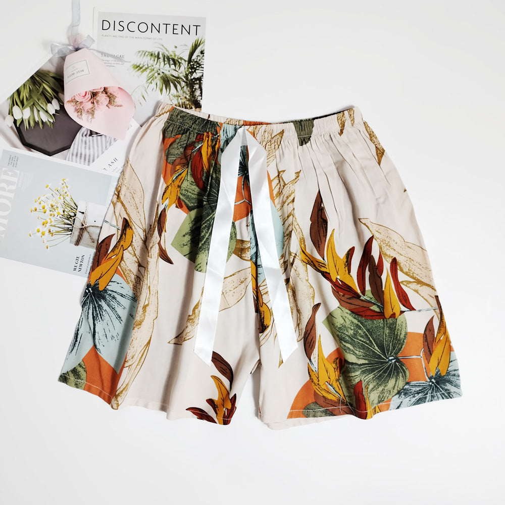 Women's Cotton Silk Shorts Plus Size Homewear Beach Pants