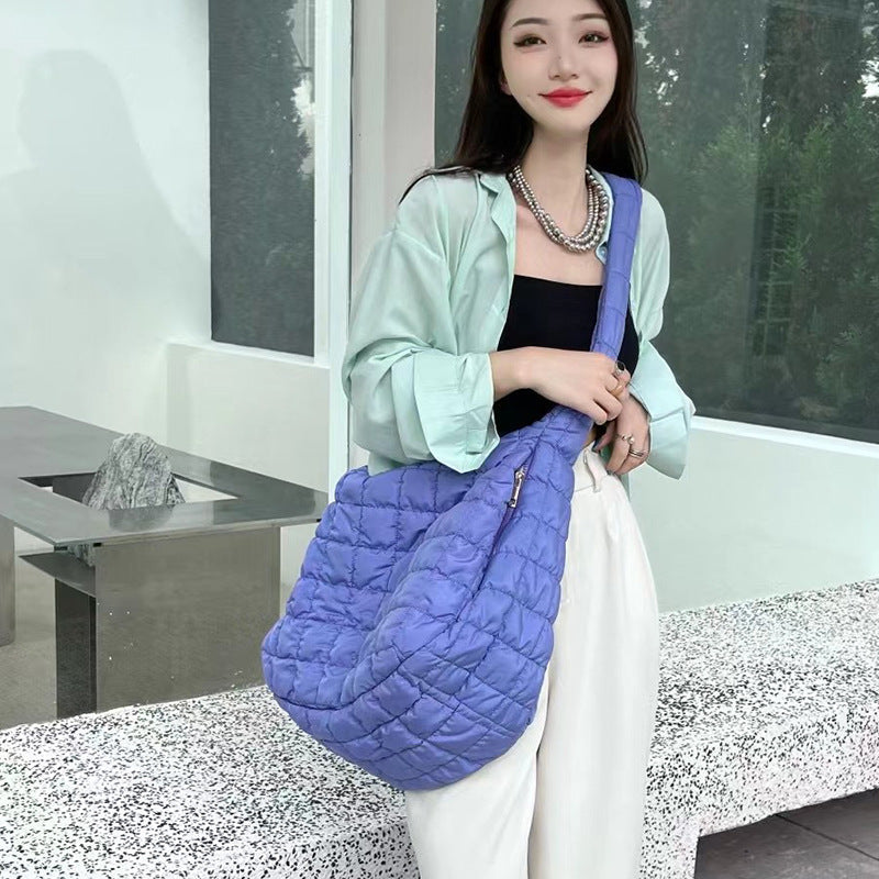 Women's Large-capacity Rhombus Pleated Diagonal Bag