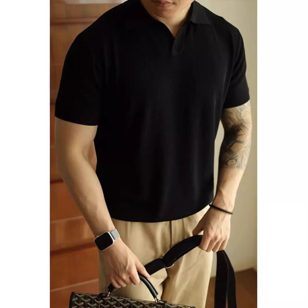 American V-neck Polo Shirt Men's Design Sense