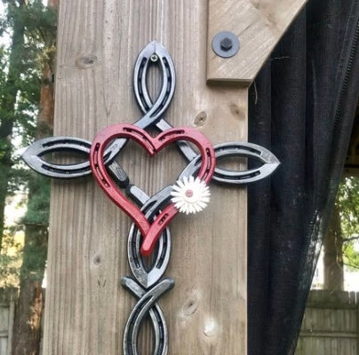 Product Metal Wall Art Horseshoe Cross Outdoor