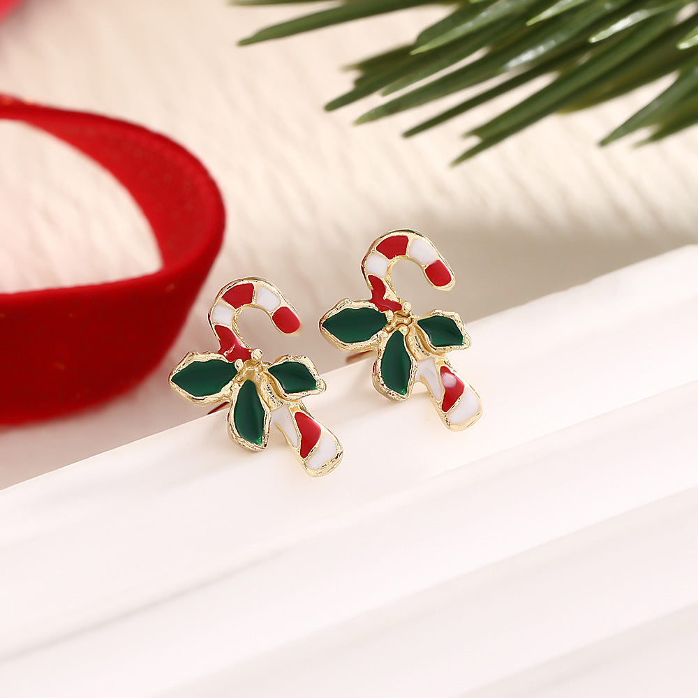 Christmas Fashion Elk Christmas Tree Snowflake Diamond Personalized Three-dimensional Cartoon Earrings