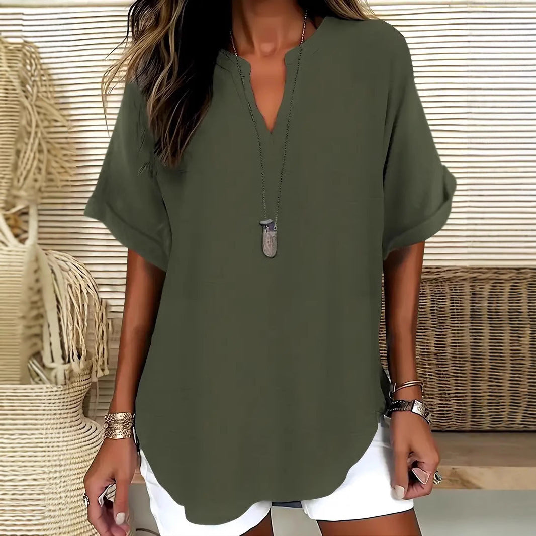 Summer Loose Solid Color Women's Casual Shirt