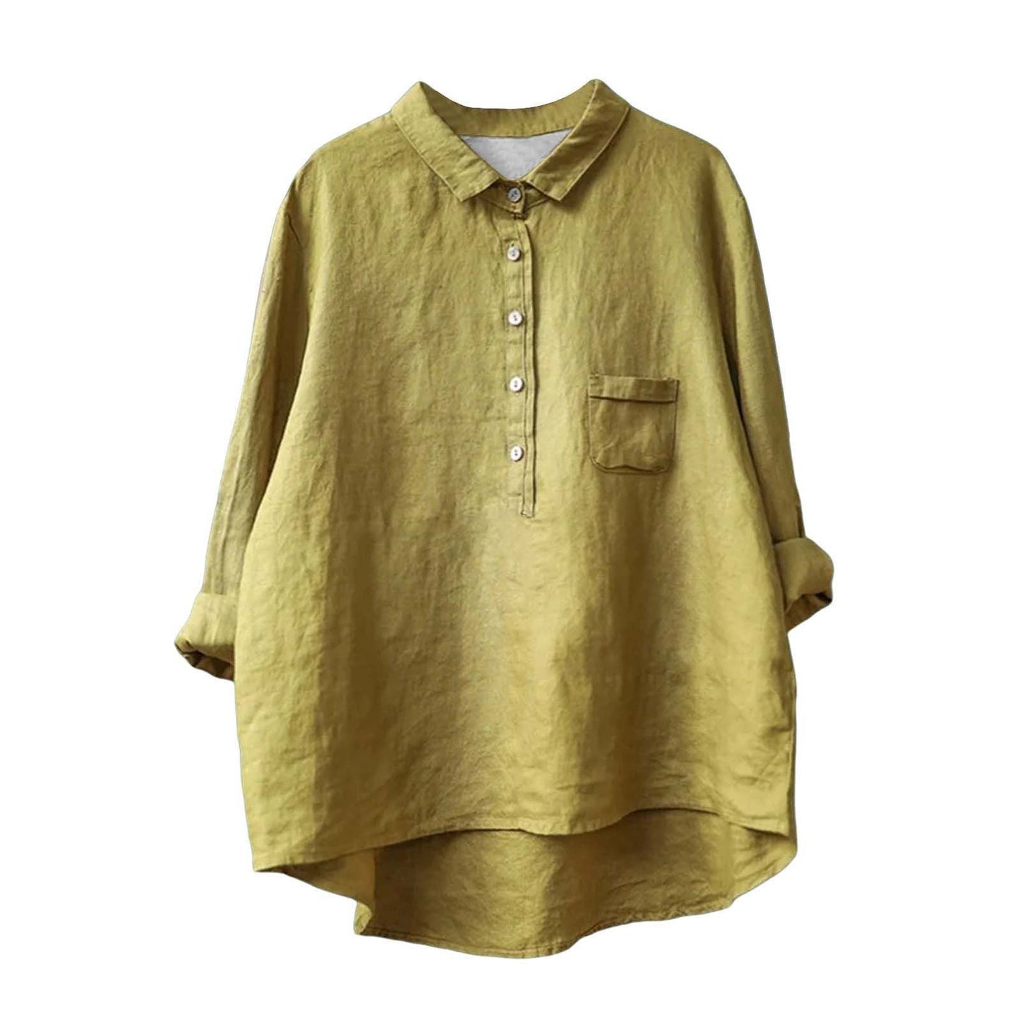 Chinese Style Bamboo Linen Printed Fashion Polo Collar Shirt
