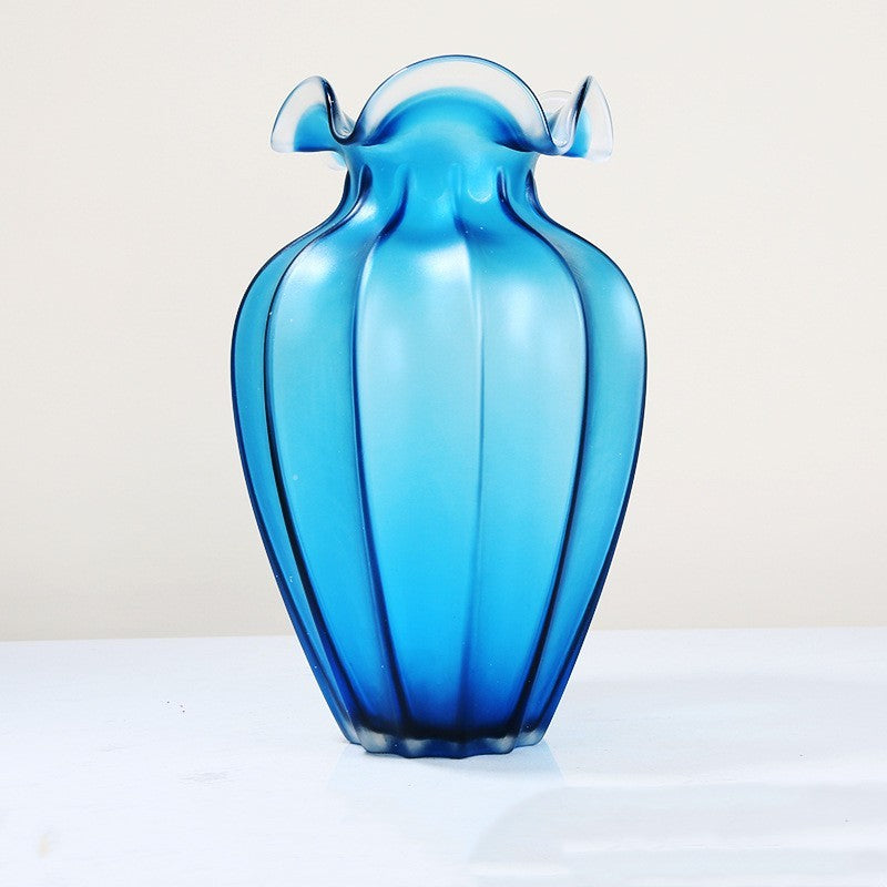 Simple Blue Frosted Glass Vase Ornaments
