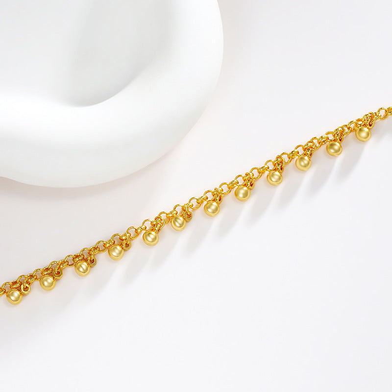 Alloy Simple Fashion Round Beads Tassel Bracelet European And American Design High Sense