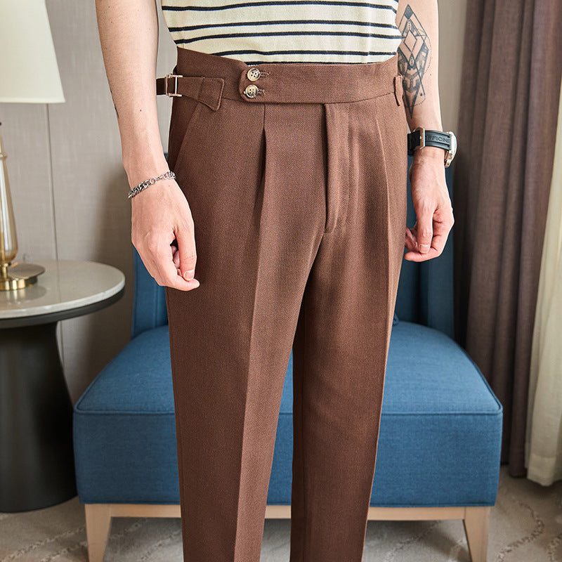 Cotton And Linen Texture Fabric Casual Suit Pants