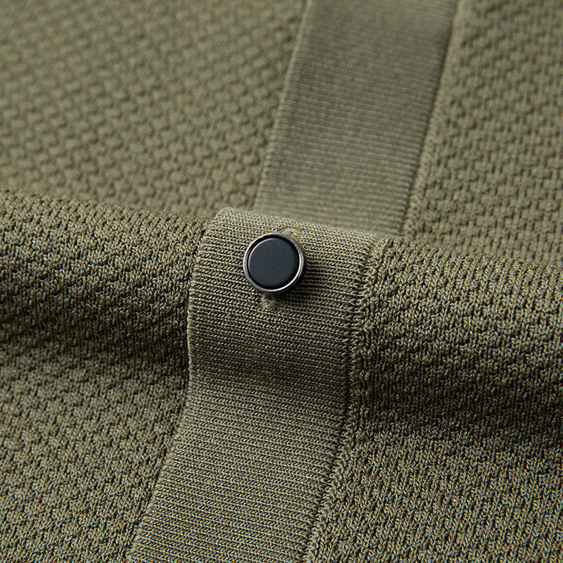 Summer Men's Short-sleeved Cardigan Sweater Polo Collar Top