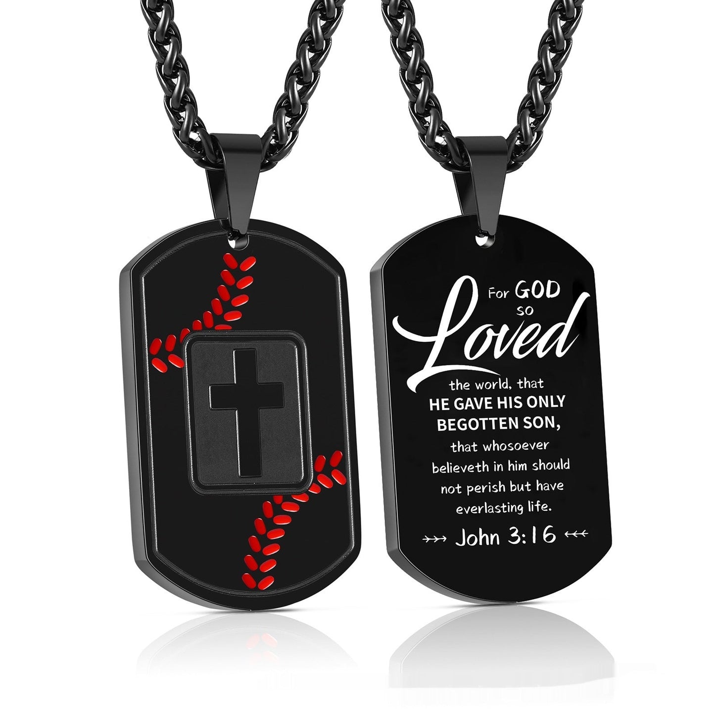 Baseball Pendant Cross Scripture European And American Sports Style Stainless Steel Army-style Necklace