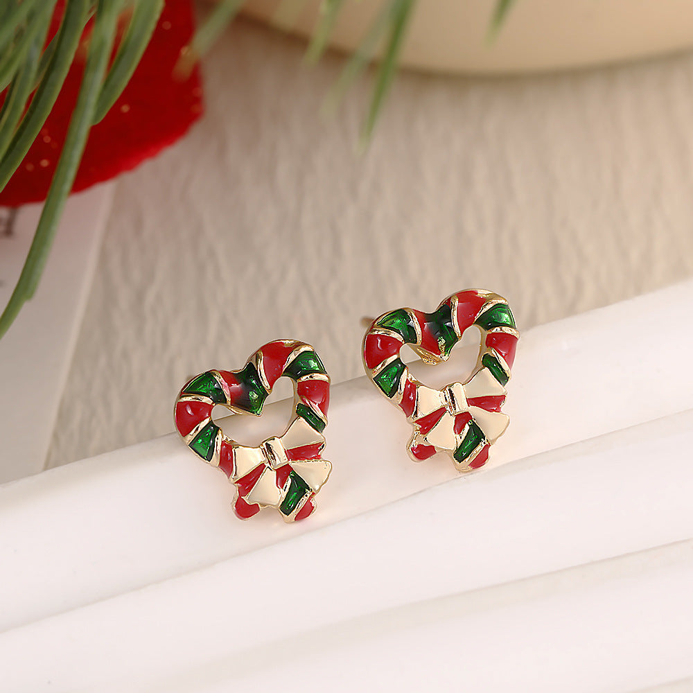 Christmas Fashion Elk Christmas Tree Snowflake Diamond Personalized Three-dimensional Cartoon Earrings