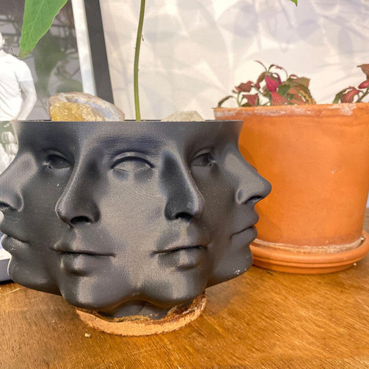 3D Face Multi-faceted Flower Pot Resin Crafts