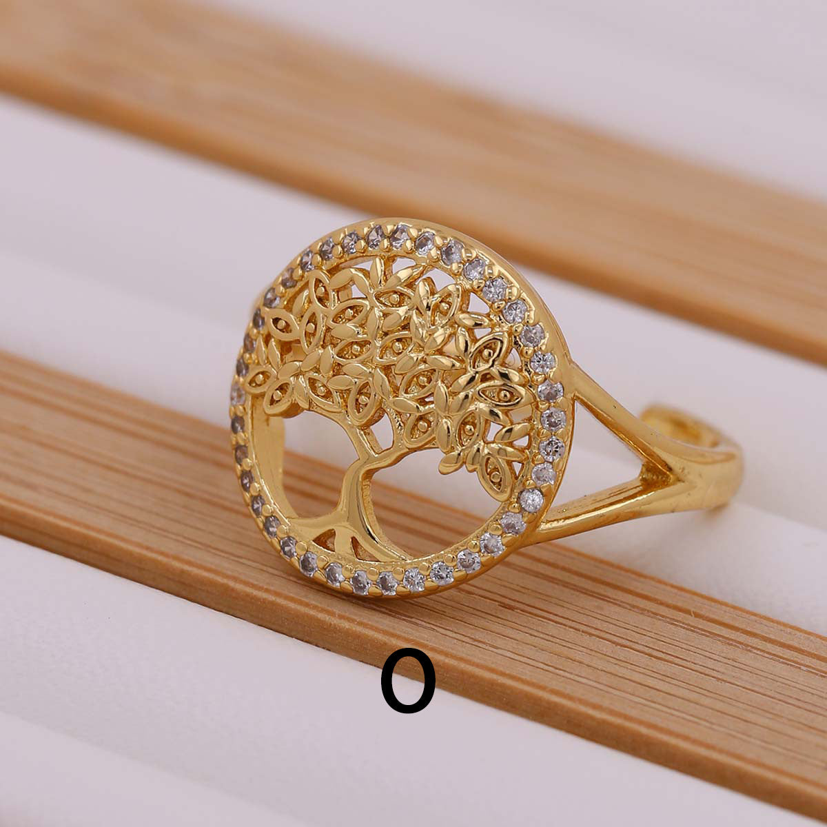 Tree Of Life Women's Ring Gold-plated Inlaid Zircon