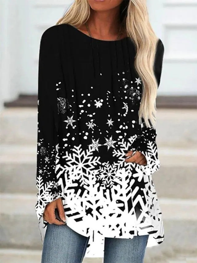 Women's Long Sleeve Round Neck Loose T-shirt