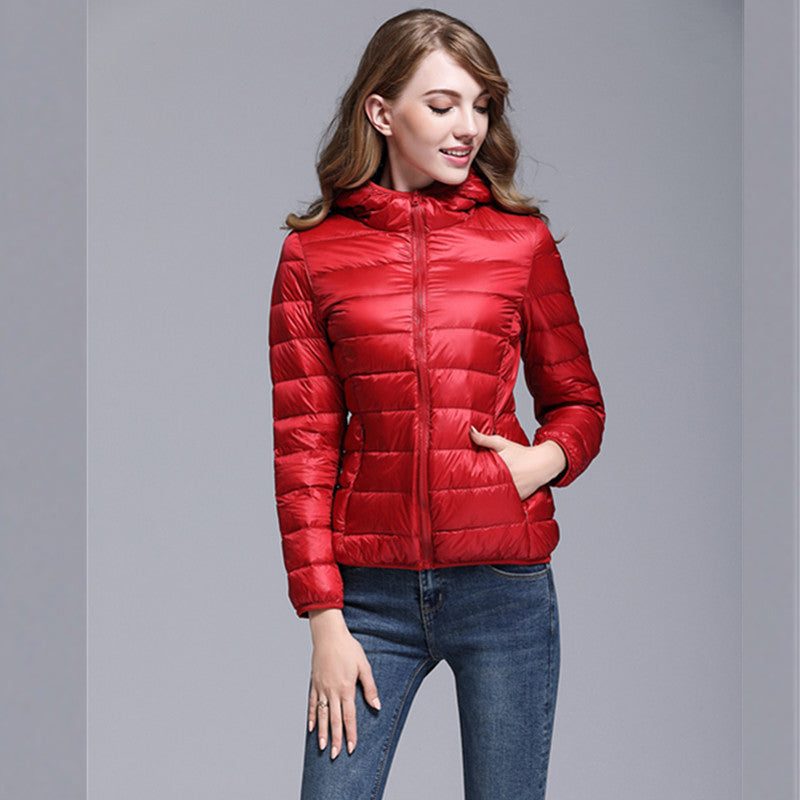 Lightweight Short Type Hooded Down Jacket